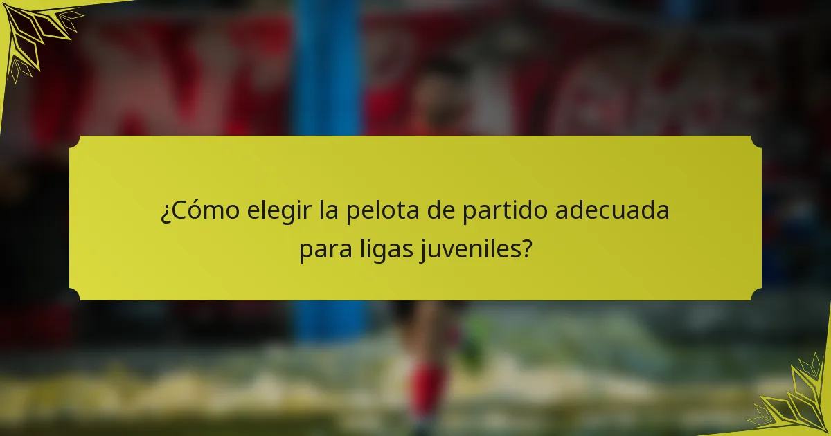 ¿Cómo elegir la pelota de partido adecuada para ligas juveniles?
