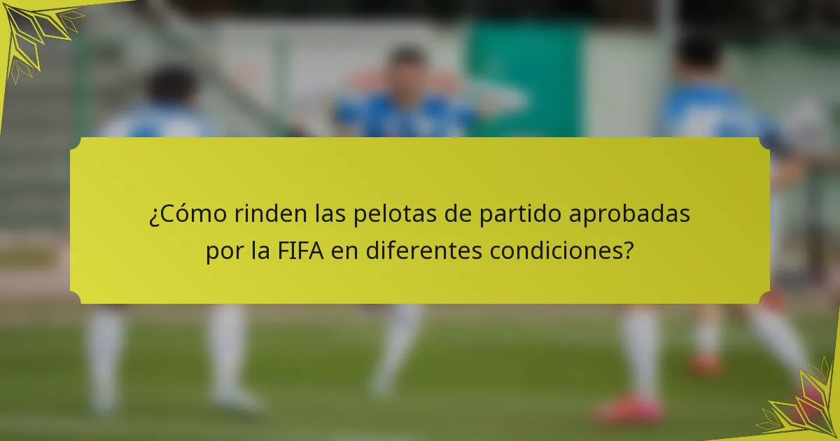 ¿Cómo rinden las pelotas de partido aprobadas por la FIFA en diferentes condiciones?