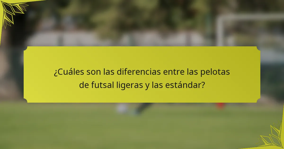 ¿Cuáles son las diferencias entre las pelotas de futsal ligeras y las estándar?