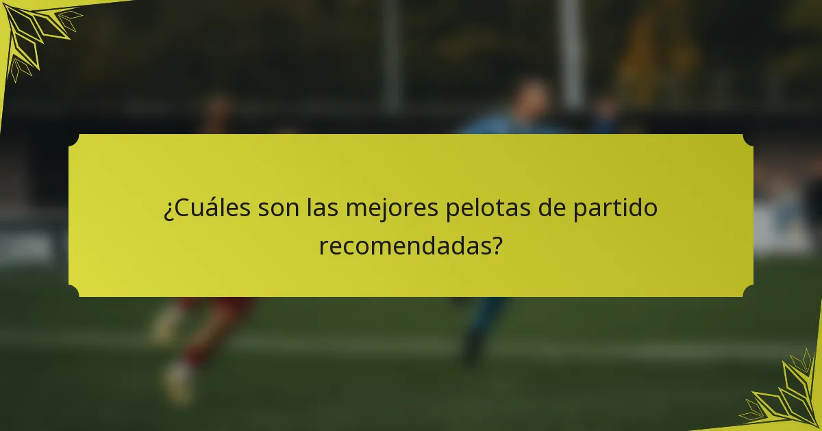 ¿Cuáles son las mejores pelotas de partido recomendadas?