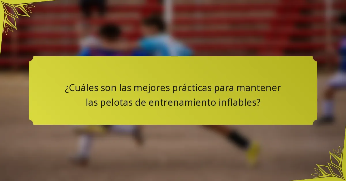 ¿Cuáles son las mejores prácticas para mantener las pelotas de entrenamiento inflables?