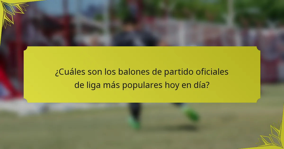 ¿Cuáles son los balones de partido oficiales de liga más populares hoy en día?