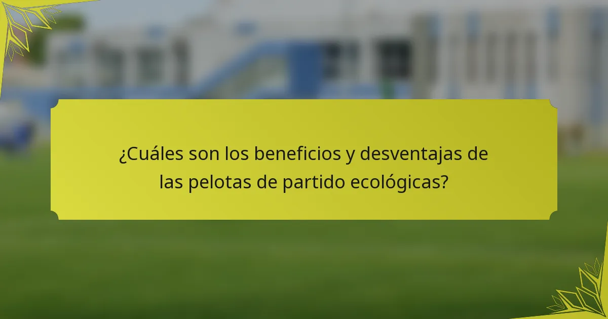 ¿Cuáles son los beneficios y desventajas de las pelotas de partido ecológicas?
