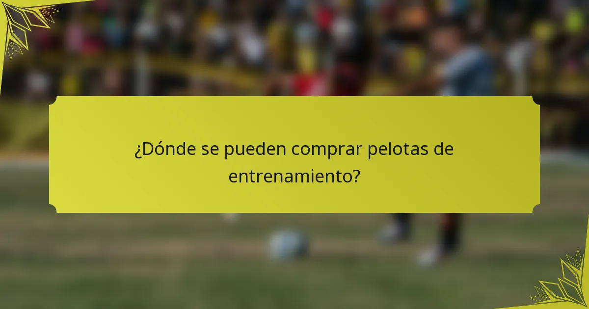 ¿Dónde se pueden comprar pelotas de entrenamiento?
