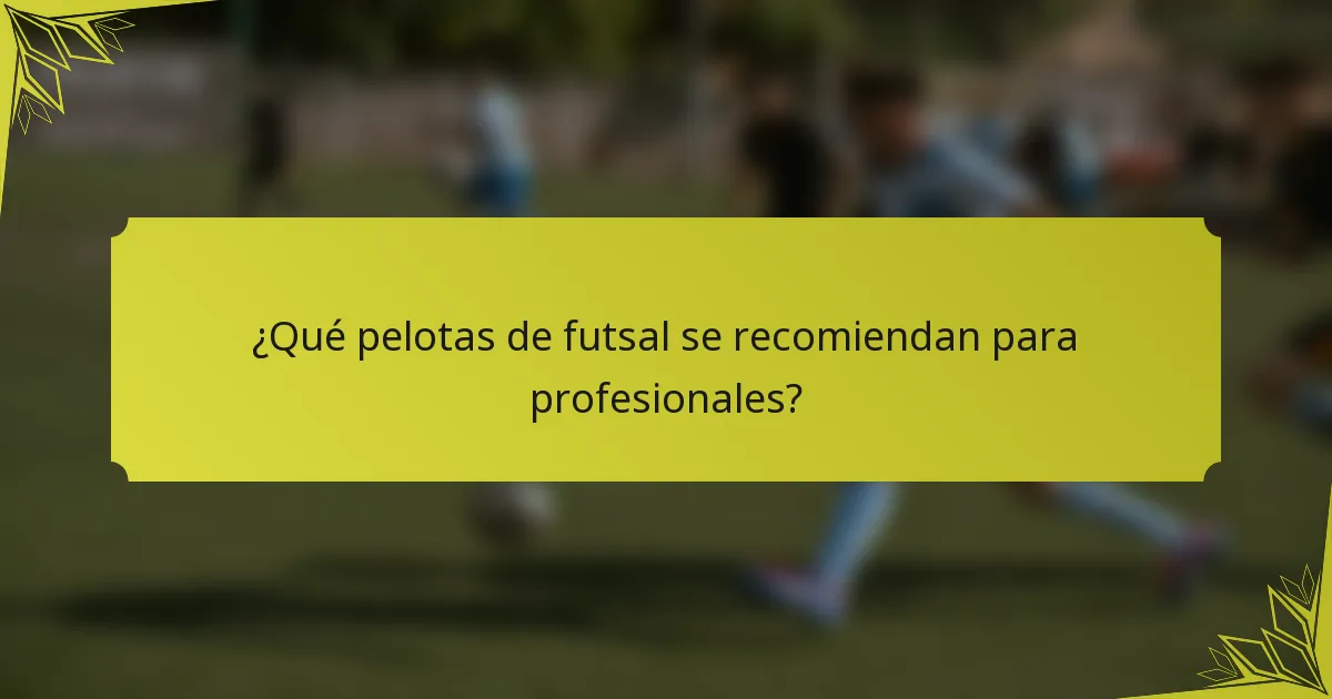 ¿Qué pelotas de futsal se recomiendan para profesionales?
