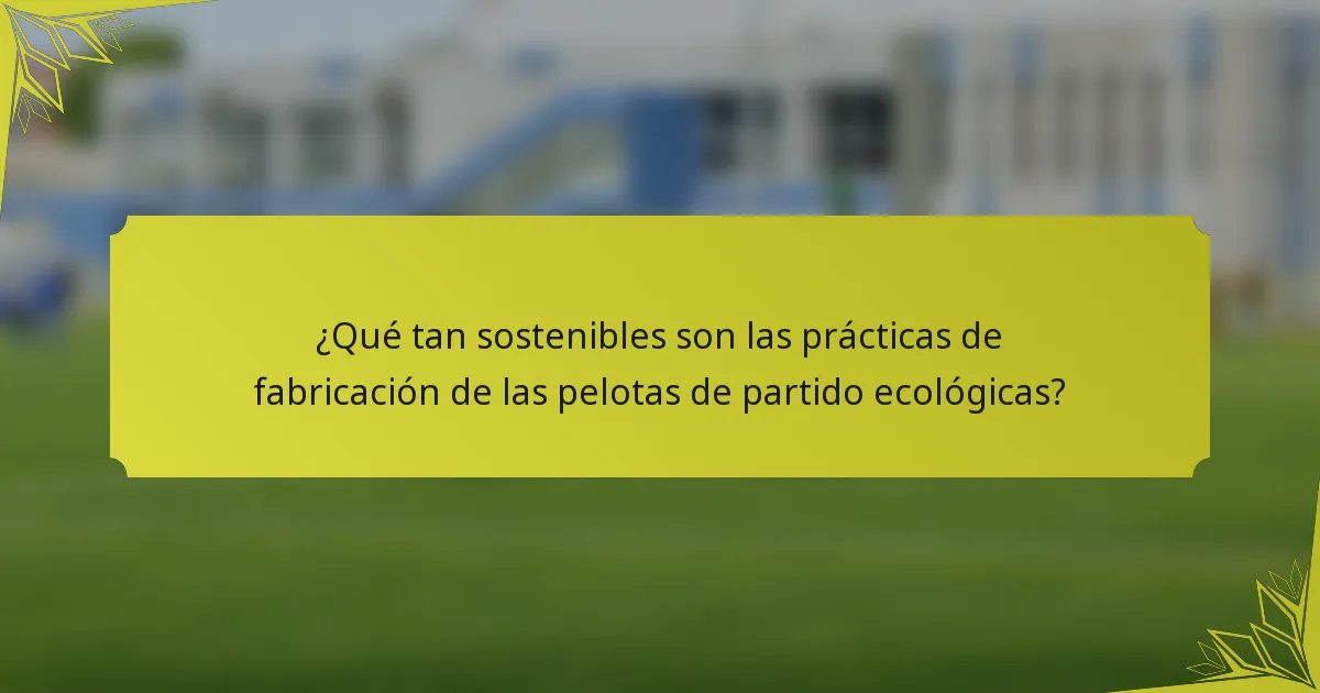 ¿Qué tan sostenibles son las prácticas de fabricación de las pelotas de partido ecológicas?